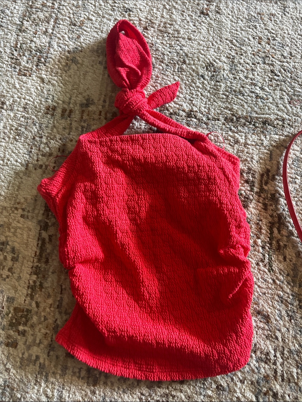 Red Textured Halter Tank Top - Women